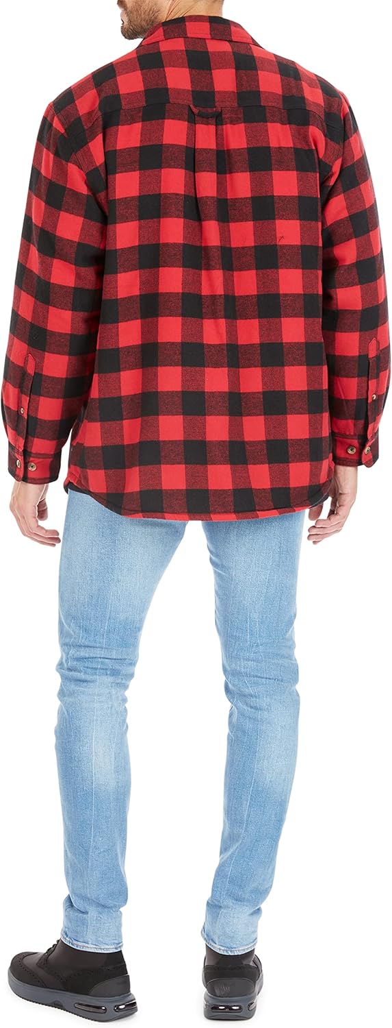 Smith's Workwear Mens Zip-Front Sherpa-Lined Flannel Shirt JacketJacket