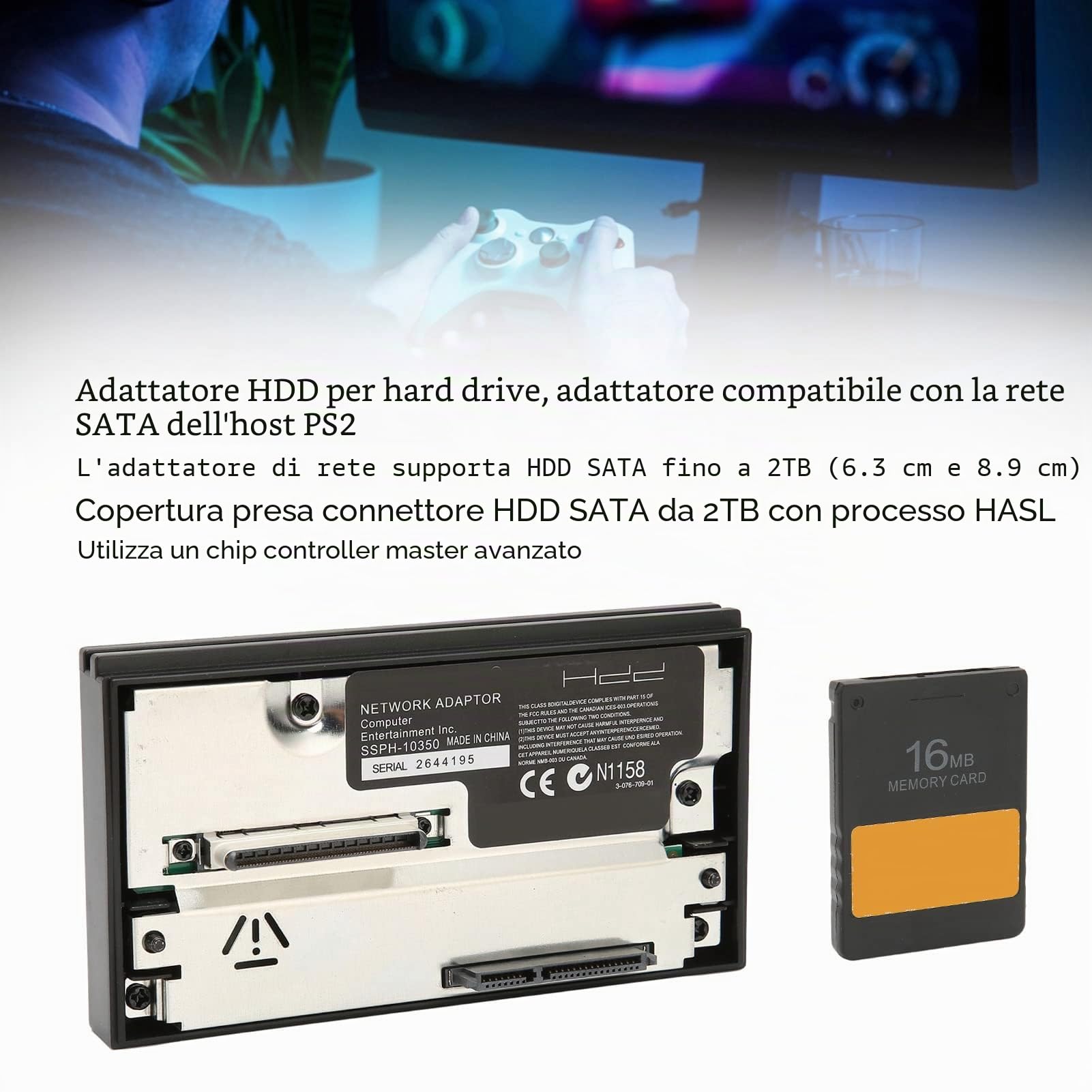 Adattatore di Rete per Interfaccia SATA, per Console di Gioco , con Scheda di Memoria FMCB V1.966 da 16 MB, McBoot , Adattatore per Disco Rigido HDD, Plug And Play,