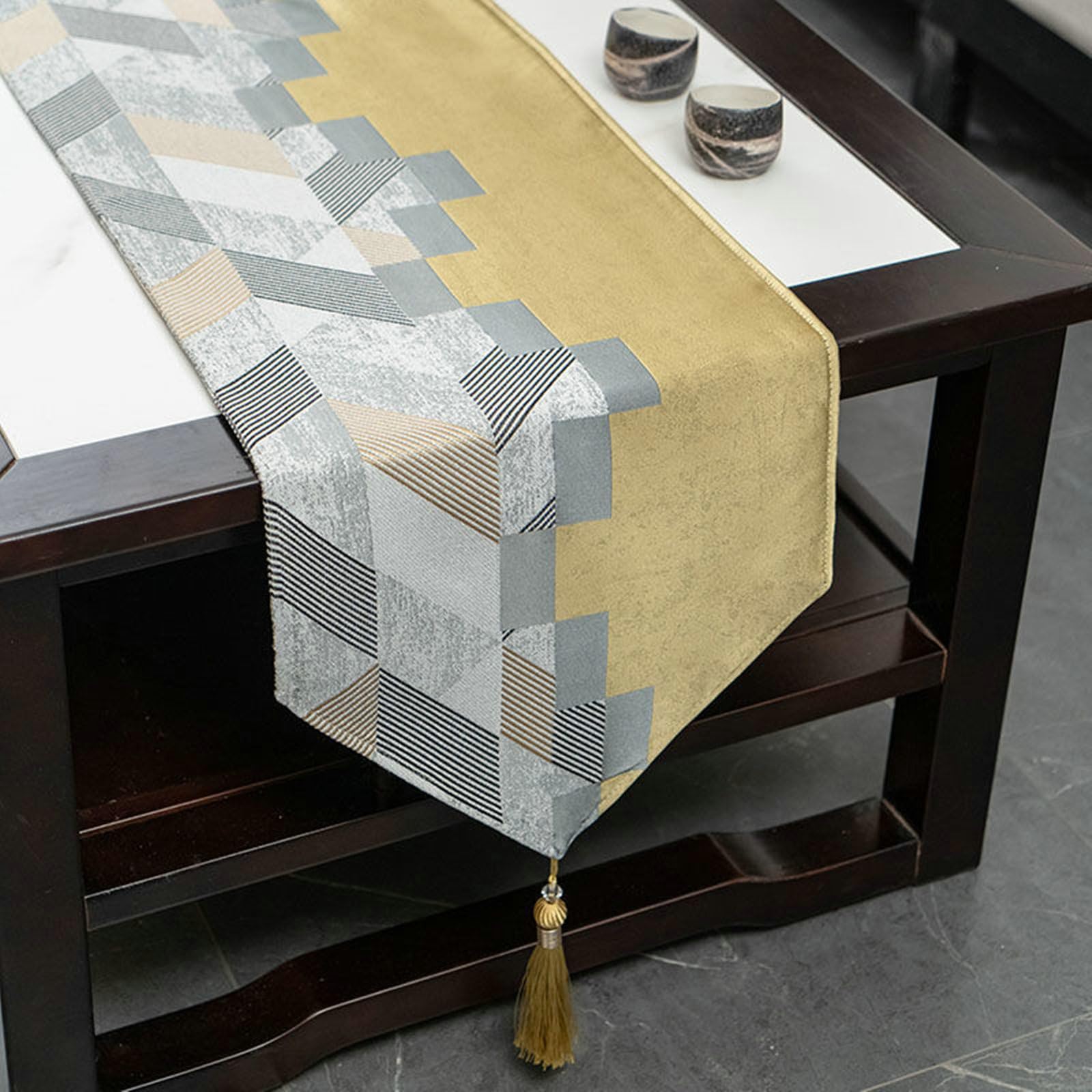 Gualiy Tischläufer Küchentisch 33 x 280 cm Gelb, Geometrisch Muster