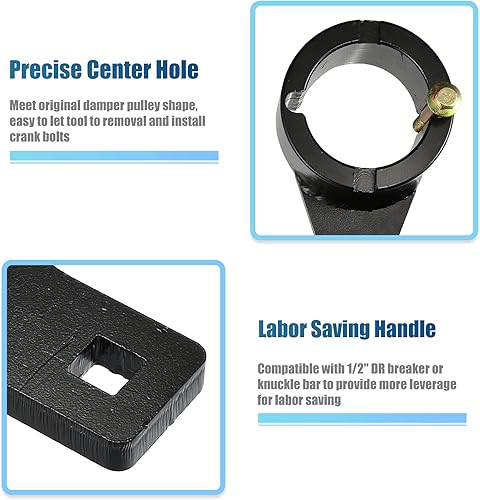 Miniatura 5 de X AUTOHAUX 1 juego de herramienta de sujeción de polea del cigüeñal con perno de repuesto para Toyota para Lexus Negro