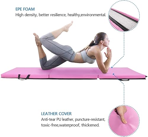 Miniatura 8 de Ochine Tapete de gimnasia plegable de 6 x 2 x 2 pulgadas con asas de transporte para equipo de entrenamiento, estiramiento, yoga, ejercicio (envío