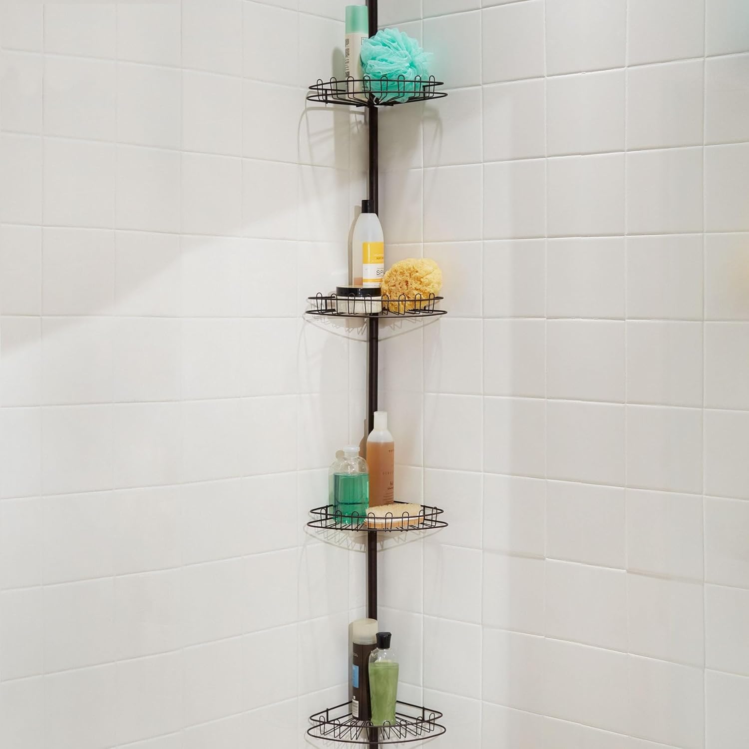 BrylaneHome 4-Tier Corner Shower Shelf - Bronze