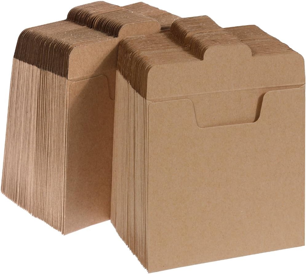 Vastar 100 Packs CD Sleeves Kraft Paper DVD Envelopes, CD Paper Cardboard, Kraft Paper Sleeves