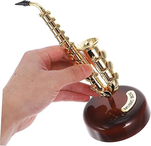 Miniatura 4 de SUPVOX Caja de música para saxofón, decoración de música para el hogar, decoración doméstica para rotar, cuerno francés, plástico, para niños