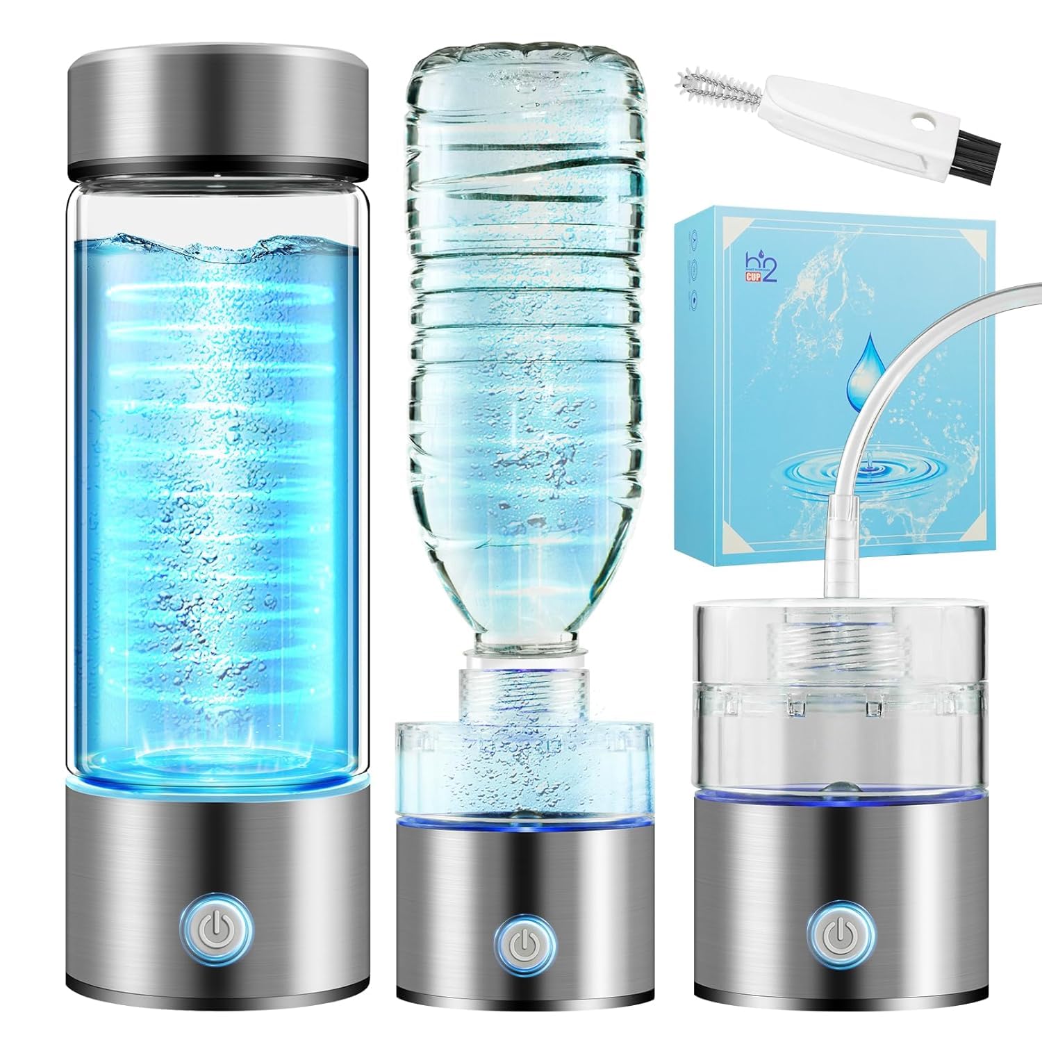 IUHFSIFS Upgrade Hydrogen Water Bottle 4 in 1【SGS Authoritative Certification - 2000PPB】【NO.1 Double Hydrogen Content】Hydrogen Water Bottle with SPE PEM Technique, Improve Water in 3 Min for Drink