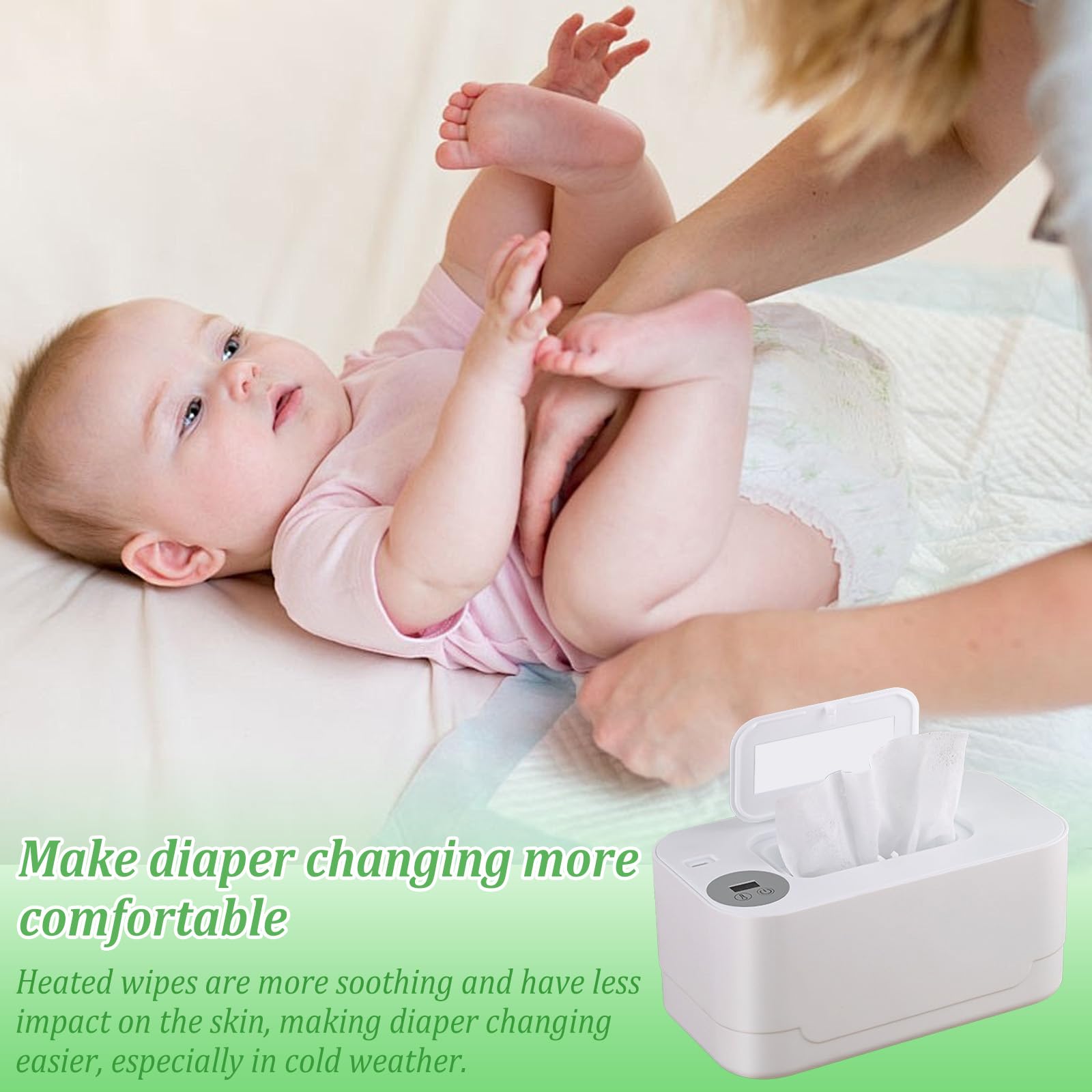Chauffe-lingettes pour bébé, chauffe-lingettes pour bébé, chauffe-lingettes à température constante, chauffe-lingettes humides avec veilleuse, distributeur de lingettes chauffantes de grande capacité