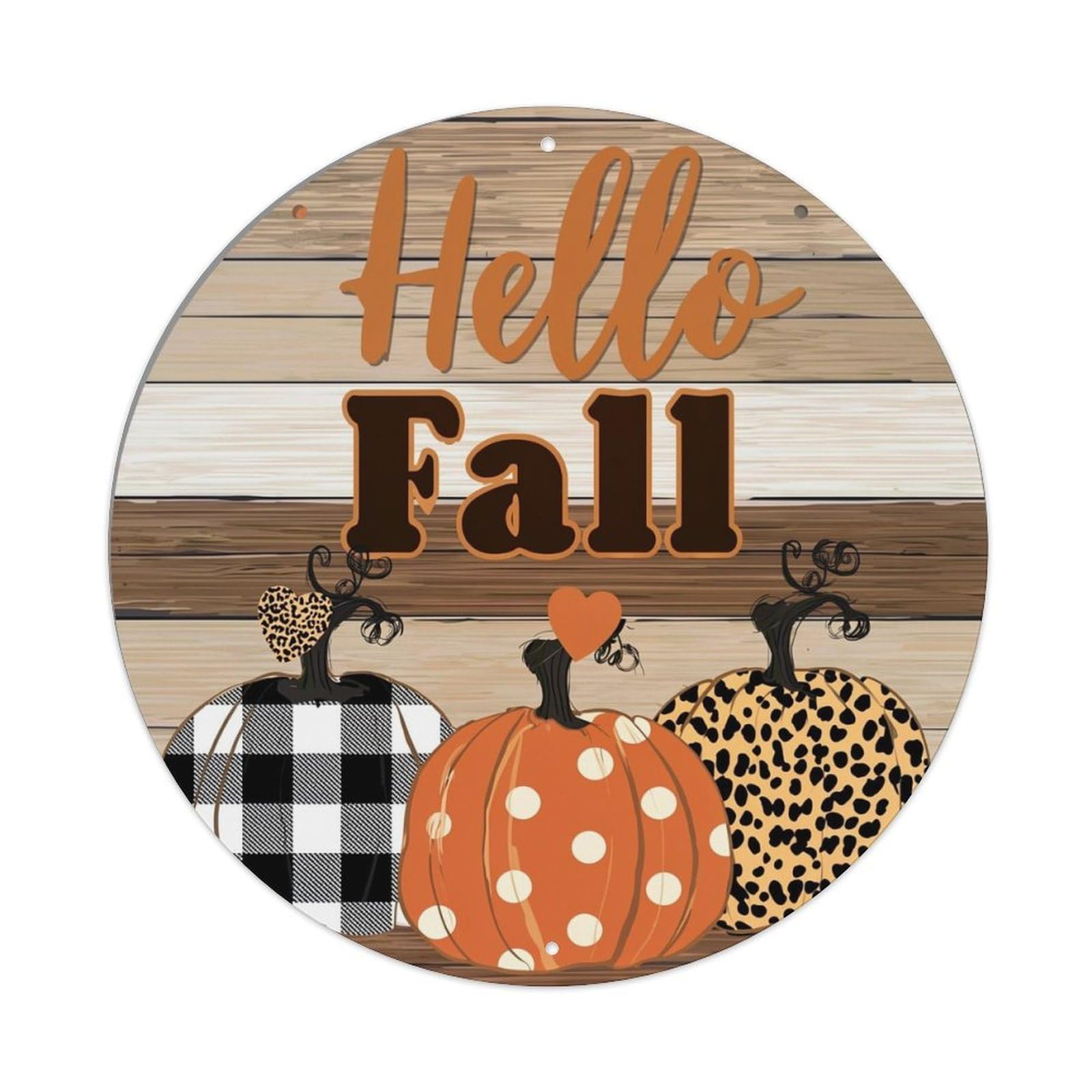 Hello Fall Pumpkin Pattern Prints Tin Sign Metal Poster Vintage Metal Signs for Home Man Cave Bar Cafe Kitchen laundry room Wall Decorations 8x8 inches