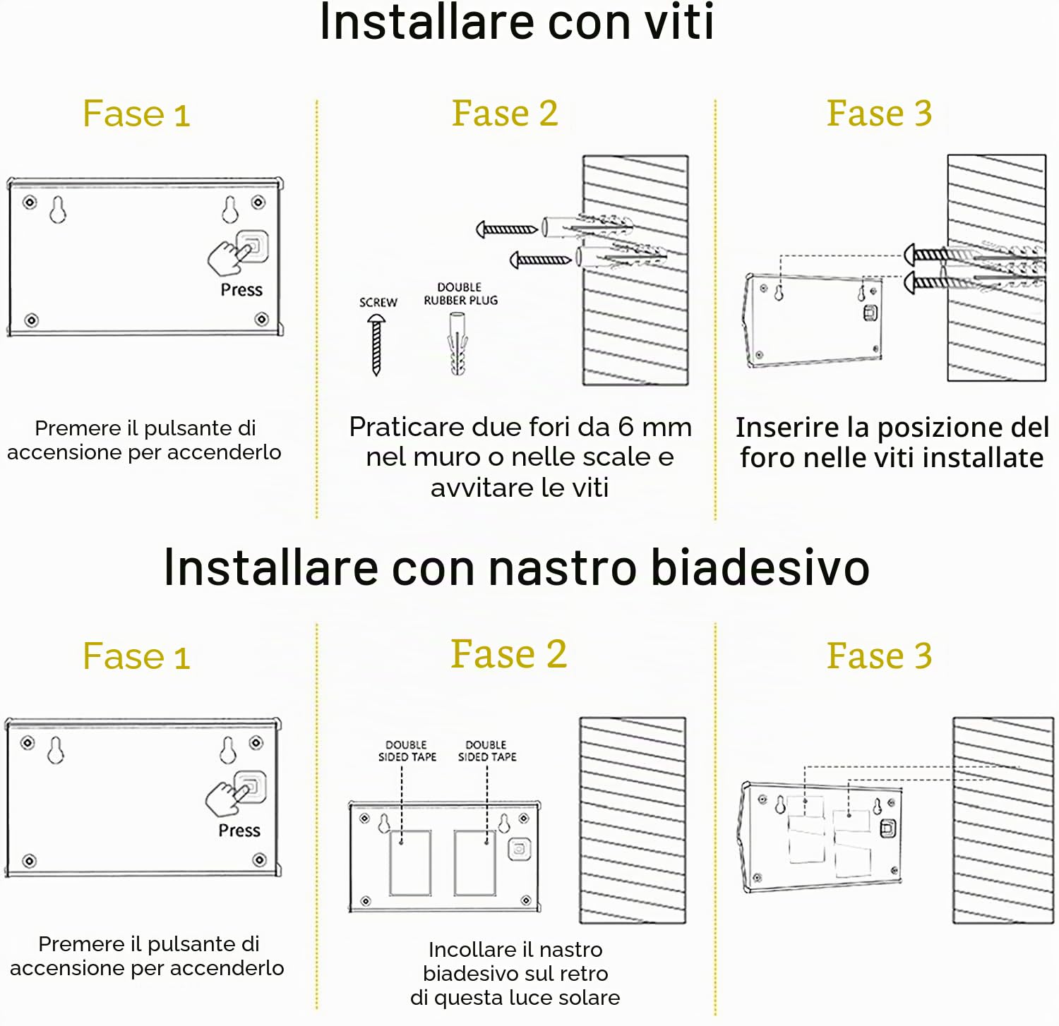 【Bianco freddo】Lampade solari per scale esterne, lampada solare in acciaio inossidabile con sensore di luce e accensione/spegnimento automatico, per giardino, patio, garage, passeggiate, scale