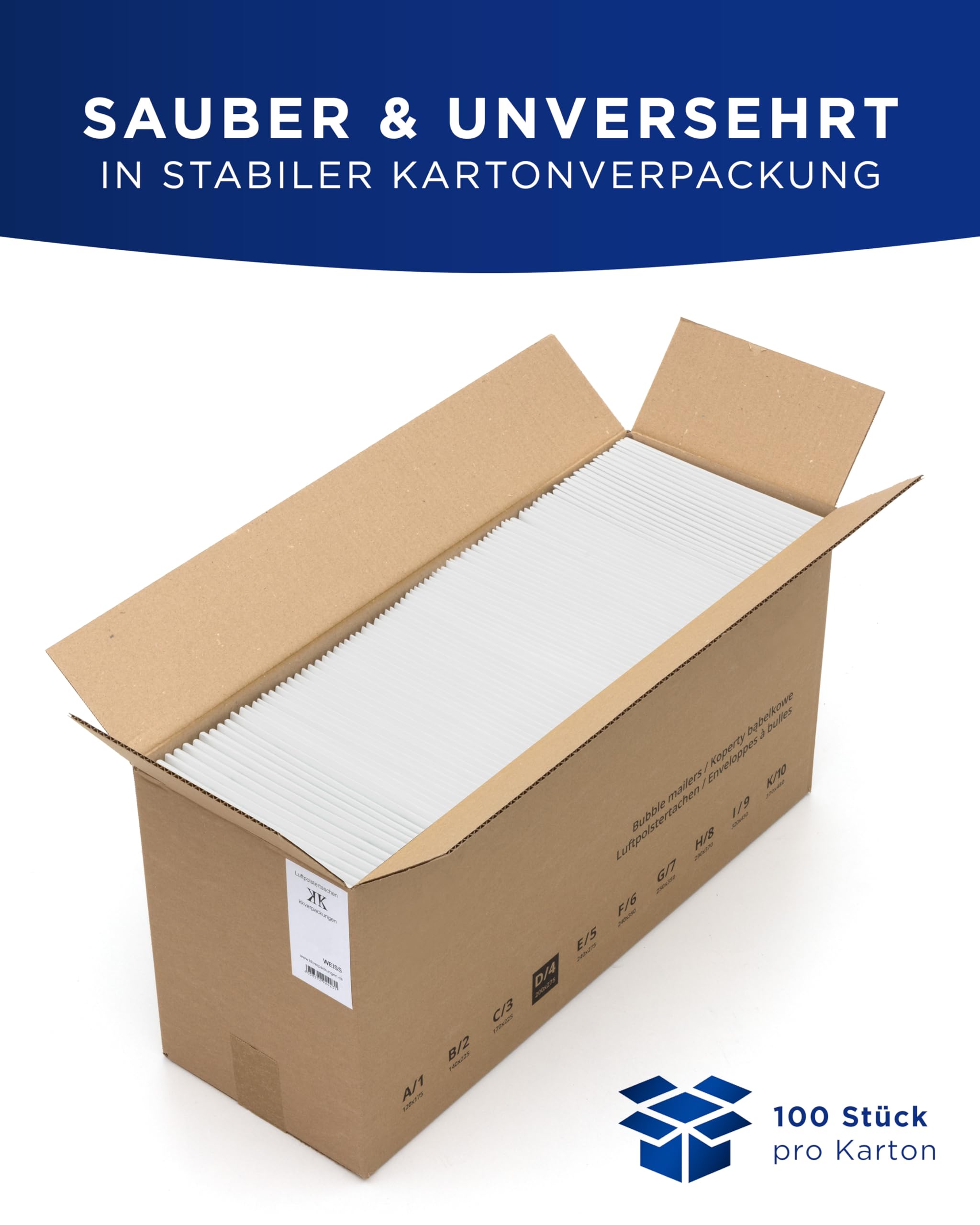 KK Verpackungen 600x Luftpolster-Versandtaschen C3 C/3 170 x 225 mm (Außenmaß) in Weiß | Luftpolsterumschläge Luftpolstertaschen selbstklebend für DIN A5+