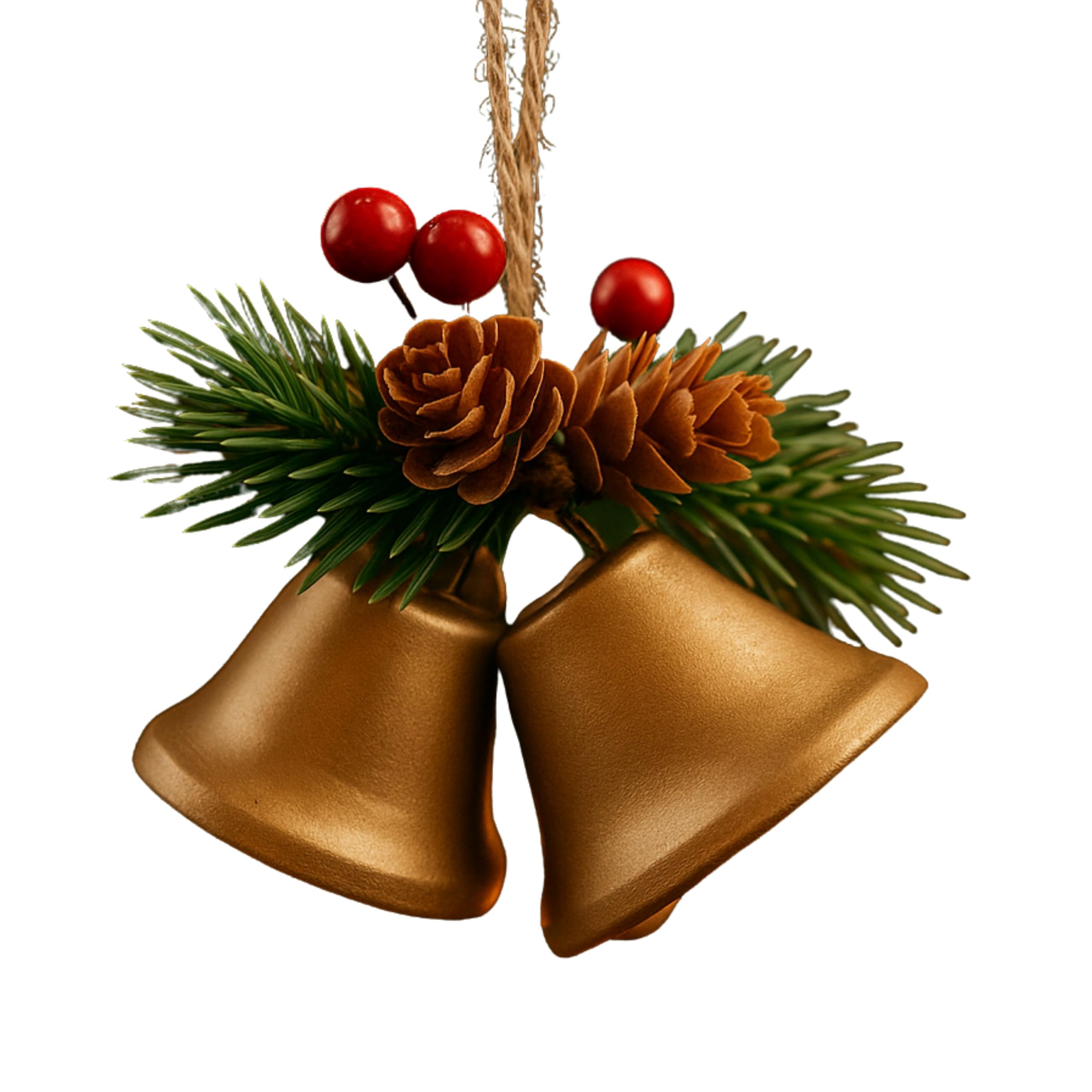 Modovo Modern Living Mdv Champagne Gold Modovo Christmas Bell Ornament – Iron Pvc-Coated Hanging Decoration For Tree & Home Décor Festive Metal Bells – Durable, Weather-Resistant & Ideal (Champagne Gold)