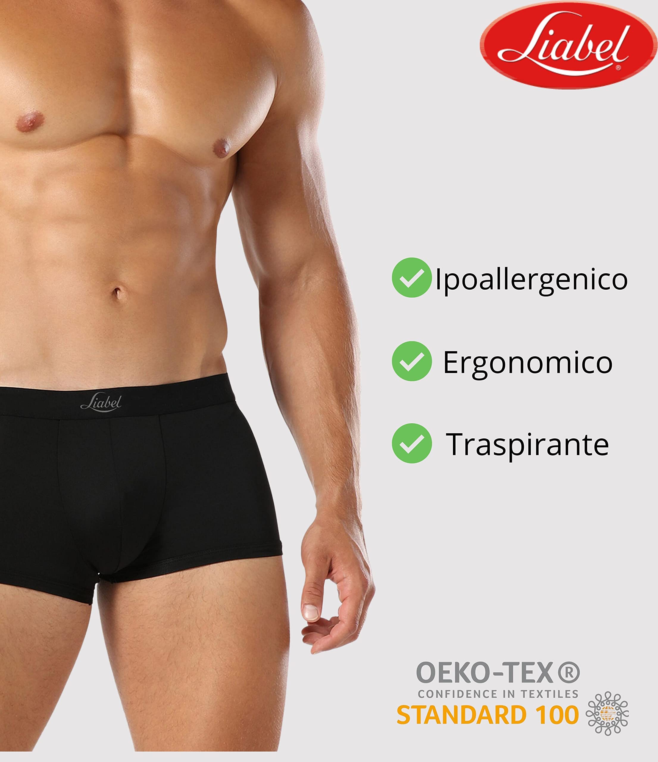 Liabel - 5 Boxer Uomo Seamless Senza Cuciture Intimo Mutande Uomo Colorate alla Moda Bianchi Neri 2 Neri 2 Blu 1 Grigio