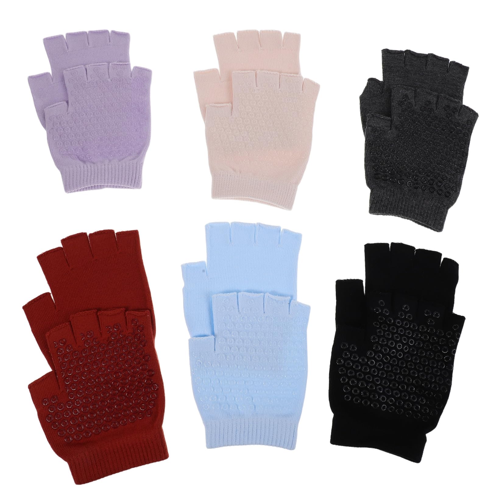 TOYANDONA Guanti da Yoga Antiscivolo Mezze Dita 6 Paia Guanti da Allenamento Palestra senza Dita con Grip Traspiranti per Yoga Aereo Pilates Sollevamento Pesi e Ciclismo