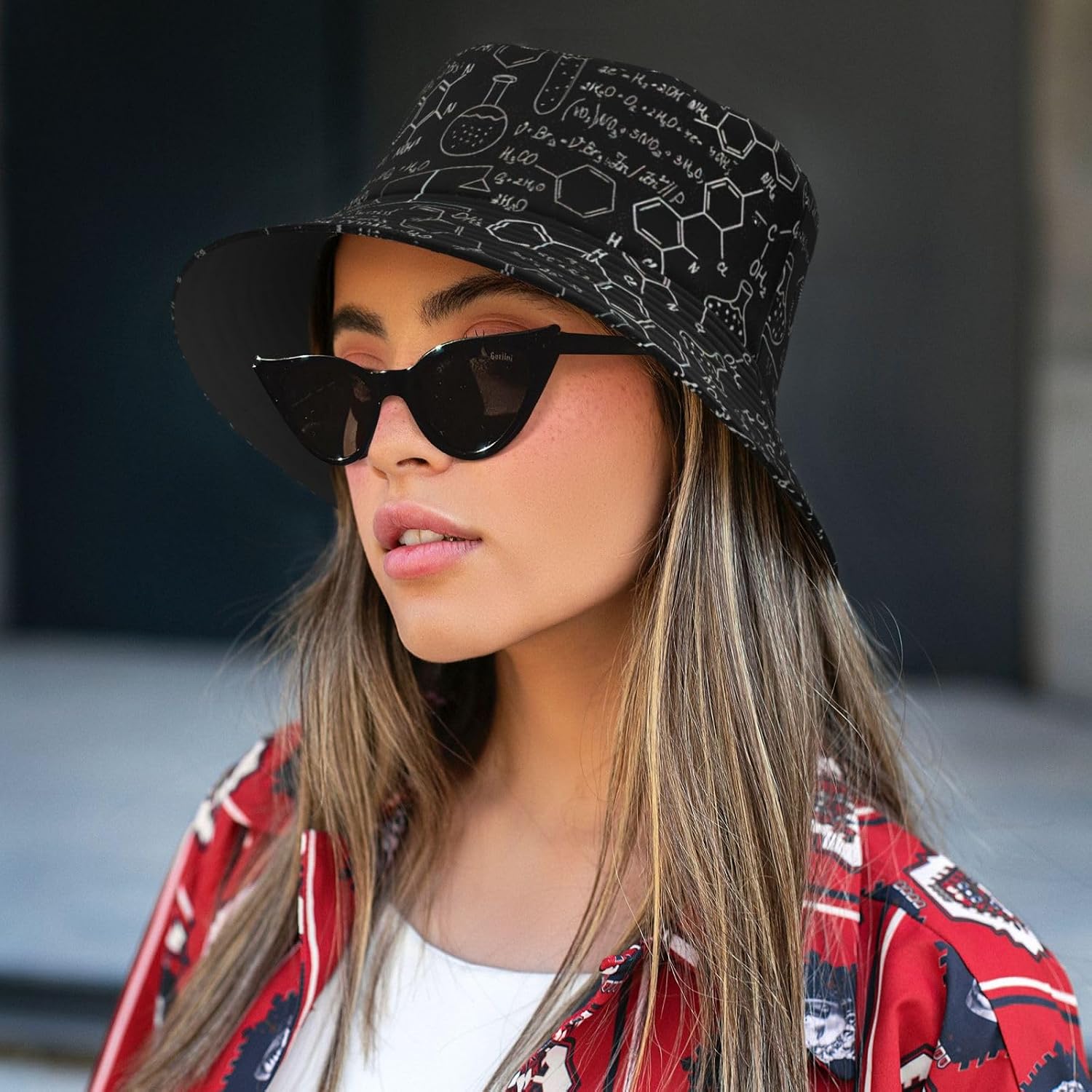 Bucket Hat Abstract Science Chemistry Illustration 3D Print Summer Sun Hat Trendy Beach Funny Fisherman Hat for Men Women Unisex Black
