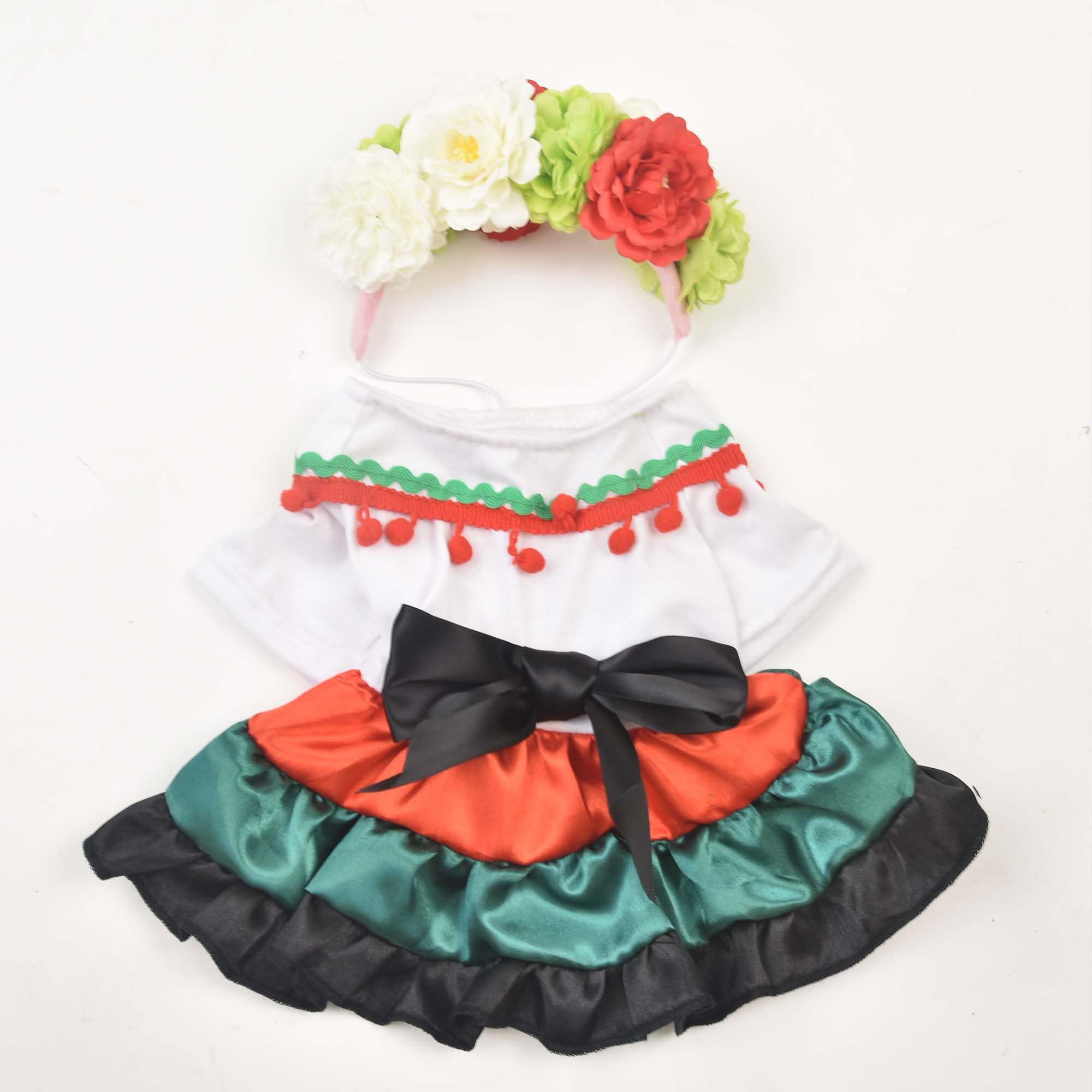 China Poblana Dog Mexican Dress with Pet Flower Crown Headband,Traditional Vestidos para Perras Mexicanos Cinco de Mayo Dog Dress Day of The Dead Costume Halloween Outfits,S — view 7