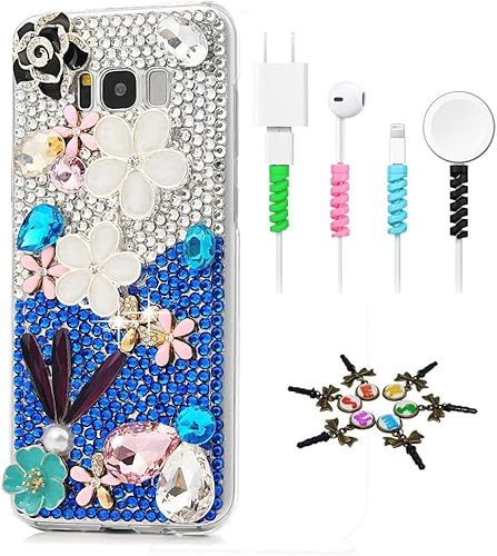 Miniatura 4 de STENES Sparkle - Carcasa para Samsung Galaxy S21 Ultra (4 unidades), diseño de flores de mariposa y mariposas, color rosa