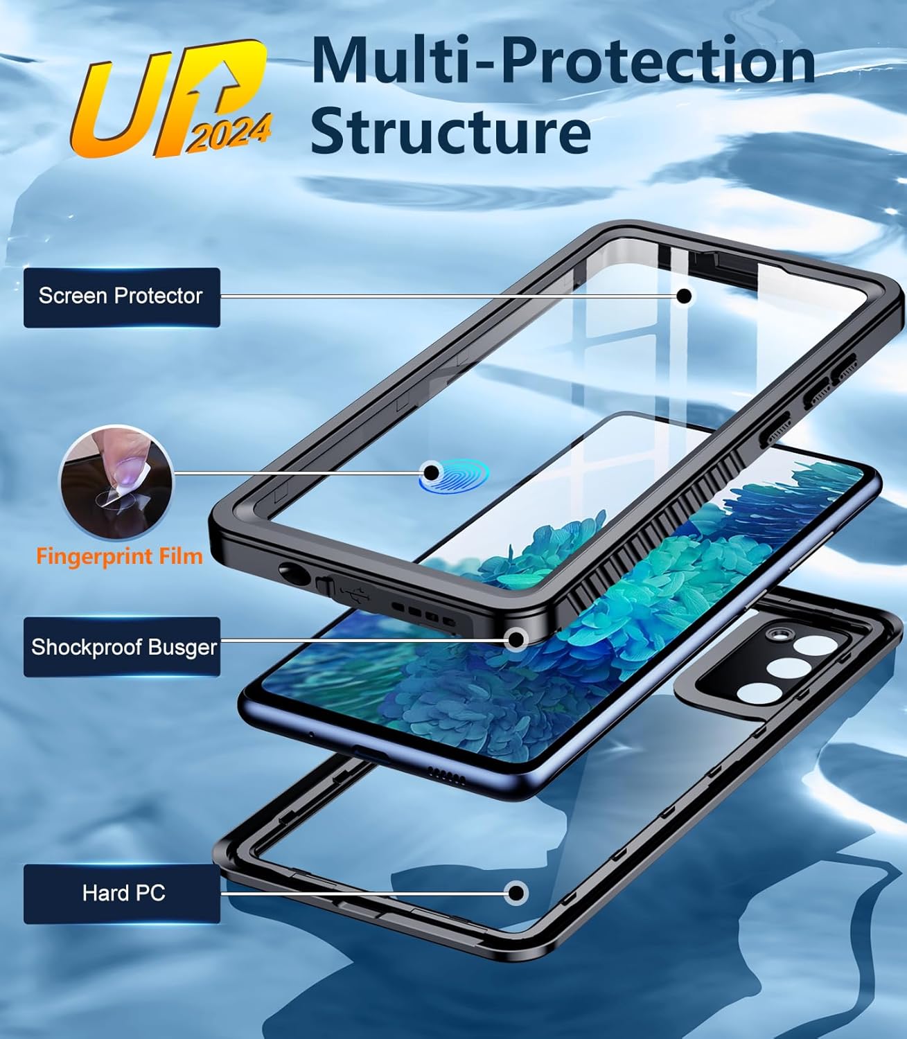 Temdan for Samsung Galaxy S20 FE Case Waterproof, [Military-Grade Drop Protection] [IP68 Underwater] Full Body Heavy Duty Rugged Shock-Proof Case for S20 FE 6.5''-Black - Image 4