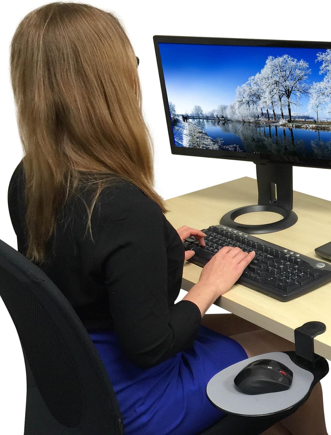 Stand Steady Original Desk Potato Mouse Pad | Clamp-On Mouse Tray & Under-Desk Shelf | Ergonomic Mousepad Rotates 360 Degrees for Easy Swivel Storage