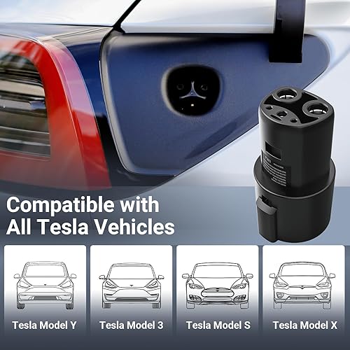 Miniatura 2 de Tera Adaptador J1772 a Tesla (solo para autos Tesla). 5 años de garantía Certificado por la FCC Informe de prueba UL 80A 240V AC J1772 Adaptador de