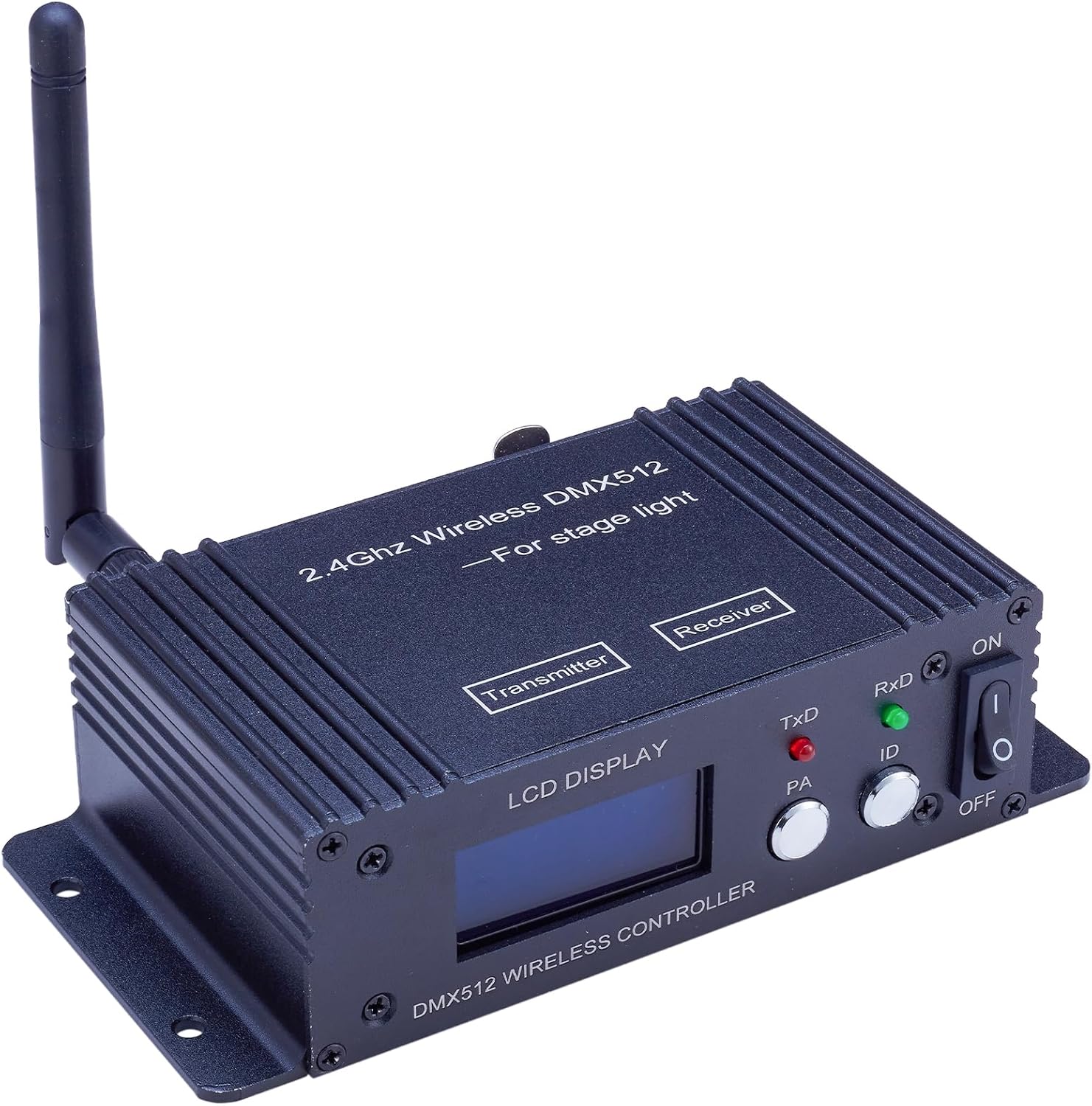 JERRAY DMX512 Wireless Controller, 2.4GHz LCD Display, Stage Light Transmitter Receiver Power Adjustable Repeater Lighting Dimmer Controller for Disco DJ Party Light (T/R Disp Staion)
