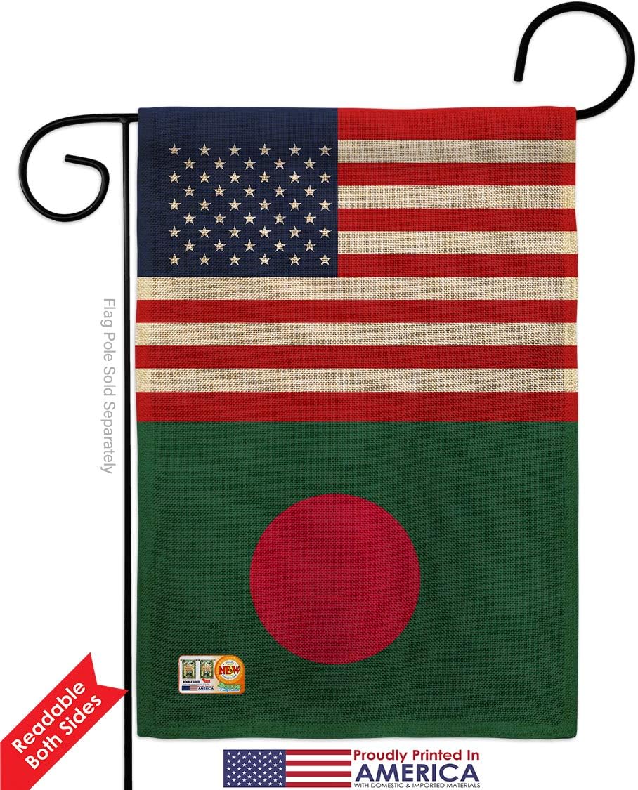 Bangladesh US Friendship Burlap Burlap Garden Flag Regional USA American Alliance World Country Particular Area Small Decorative Gift Yard House Banner Double-Sided Made In 13 X 18.5