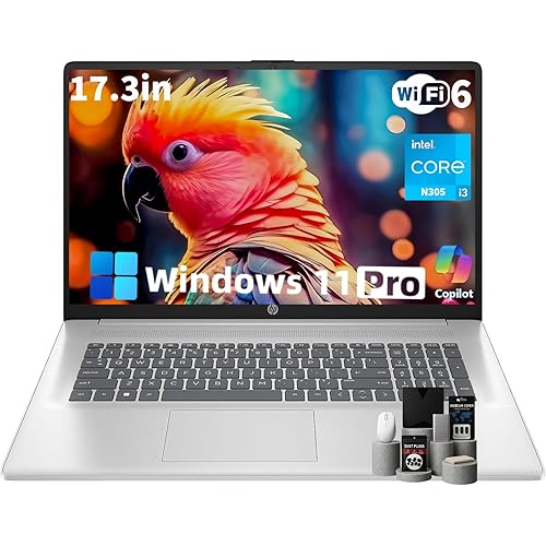 HP 17.3 HD+ Laptop Computer for Student & Business, Intel 8-Core Processor, 32GB RAM, 1TB SSD, WiFi 6, Bluetooth 5.3, HDMI, Type-C, Silver, Windows 11 Pro