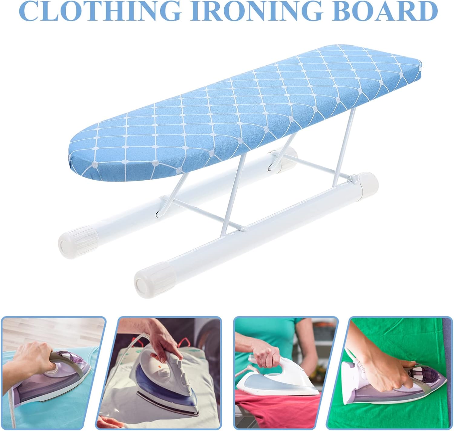 Iron Board Tabletop Ironing Board with Folding Legs Foldable Sleeve Ironing Board Household Clothing Ironing Tool for Sewing Craft Room Dorm (Blue) Mini Iron