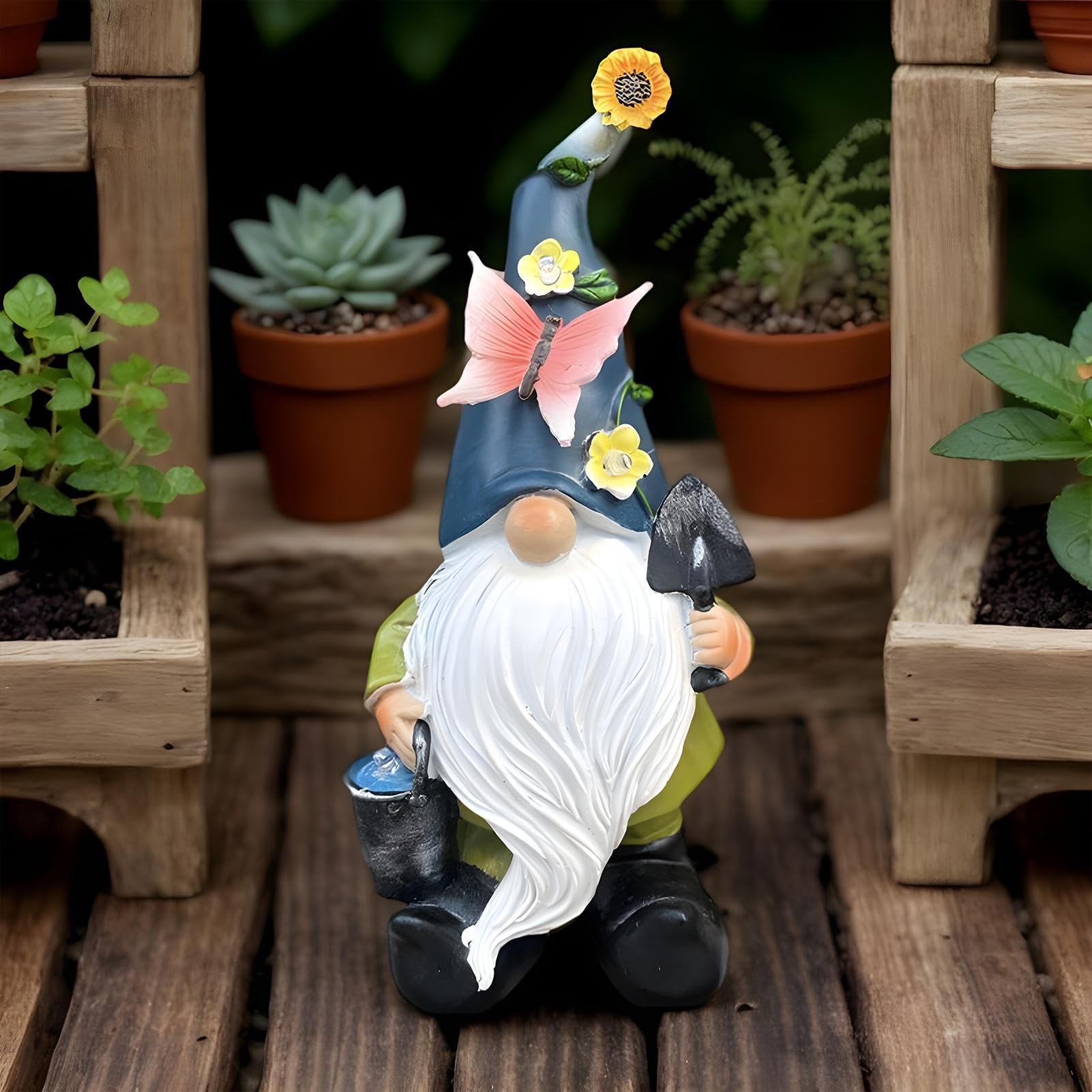 Statua di in Resina Decorativa da Giardino LED Divertenti E Impermeabili | Statuine Di Nani Ornamentali per Prato, Portico, Cortile, Giardino, Retro, Esterno, Paesaggio