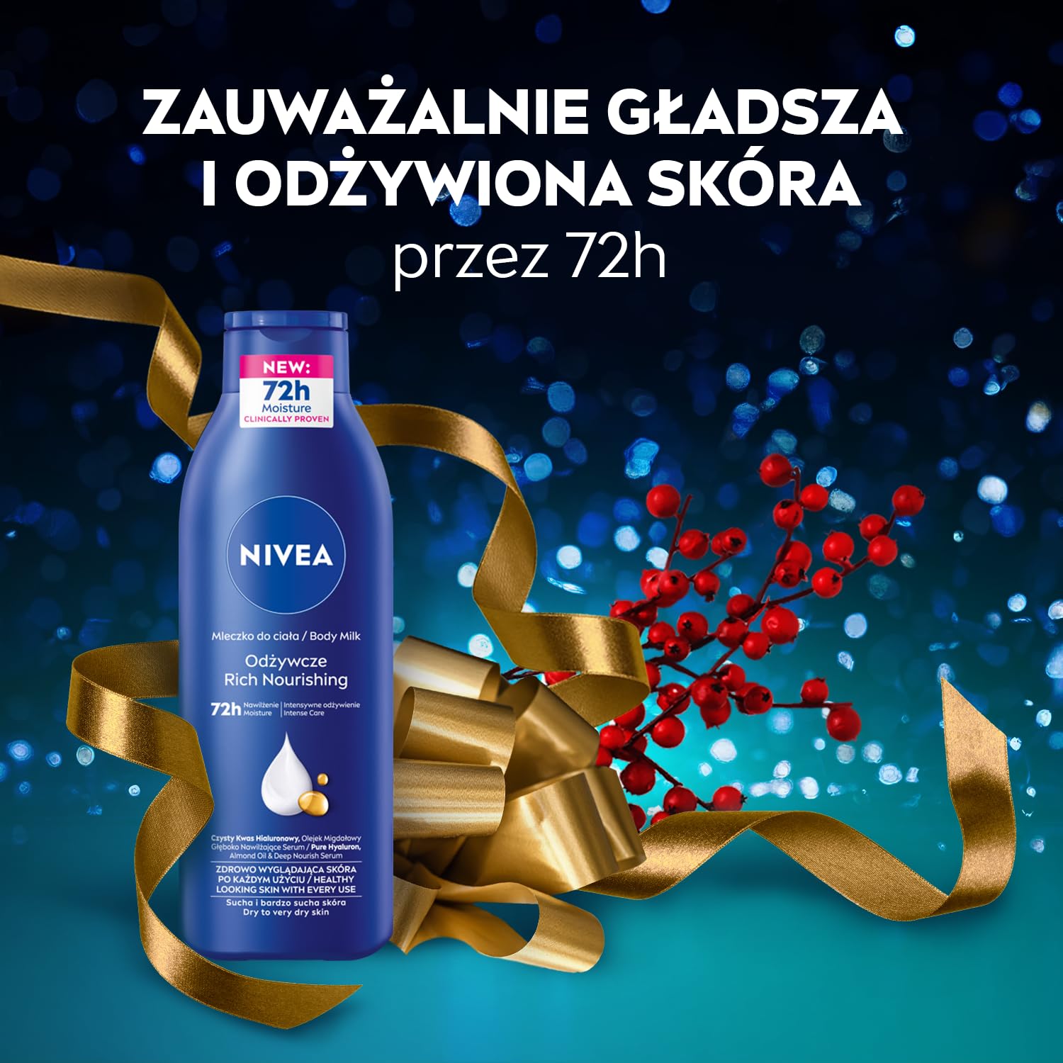 NIVEA Pampering Świąteczny prezent - Zestaw kosmetyków dla kobiet do ciała: krem do rąk, balsam nawilżający, żel pod prysznic Creme Care i anyperspirant roll on