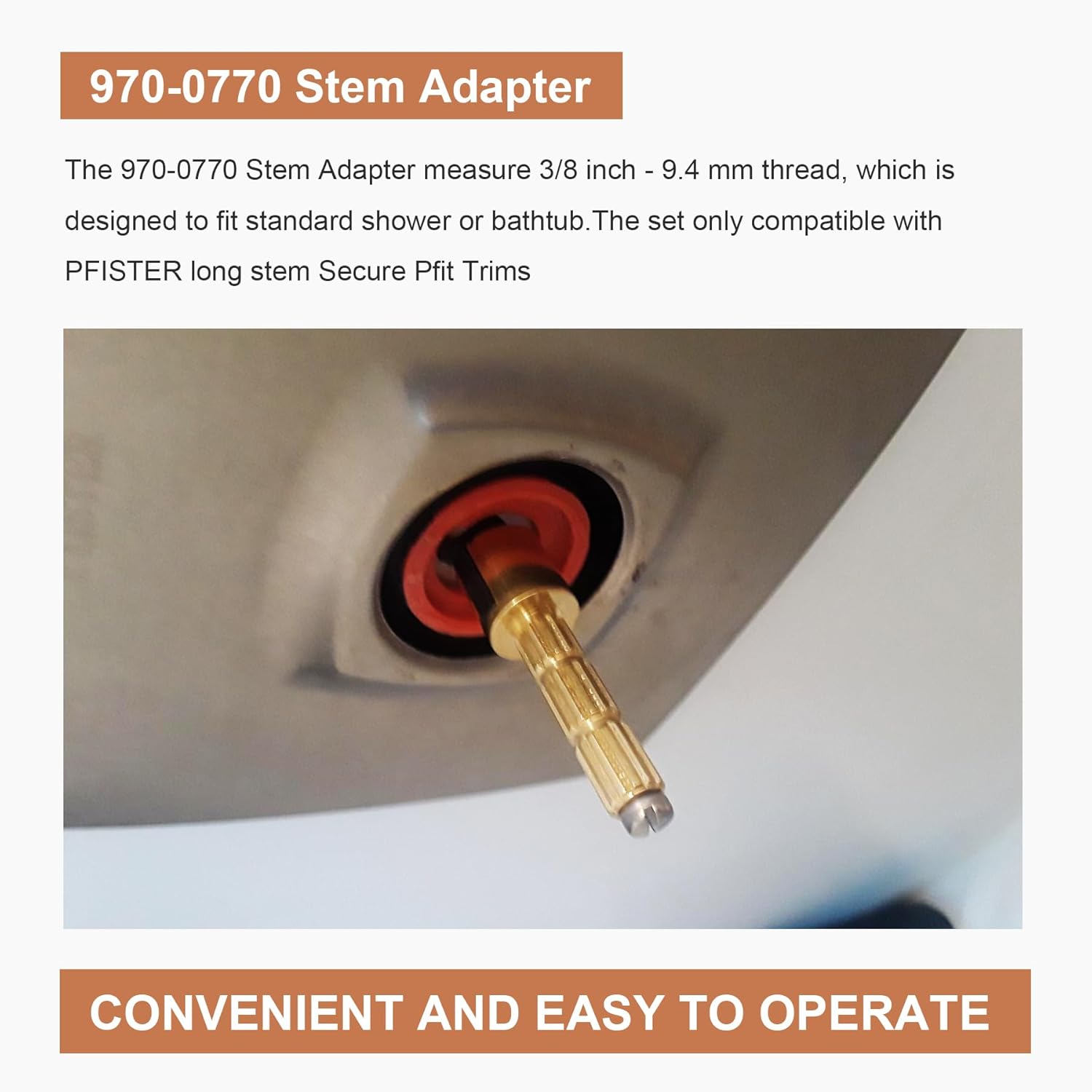 970-0770 Stem Adapter with Screw Replace for 970-0770 Plumbing Equipment, Pfister Securepfit Trims, Shower Handle Stem Extension Tub and Faucet Accessories Valve Extender Trim Repair