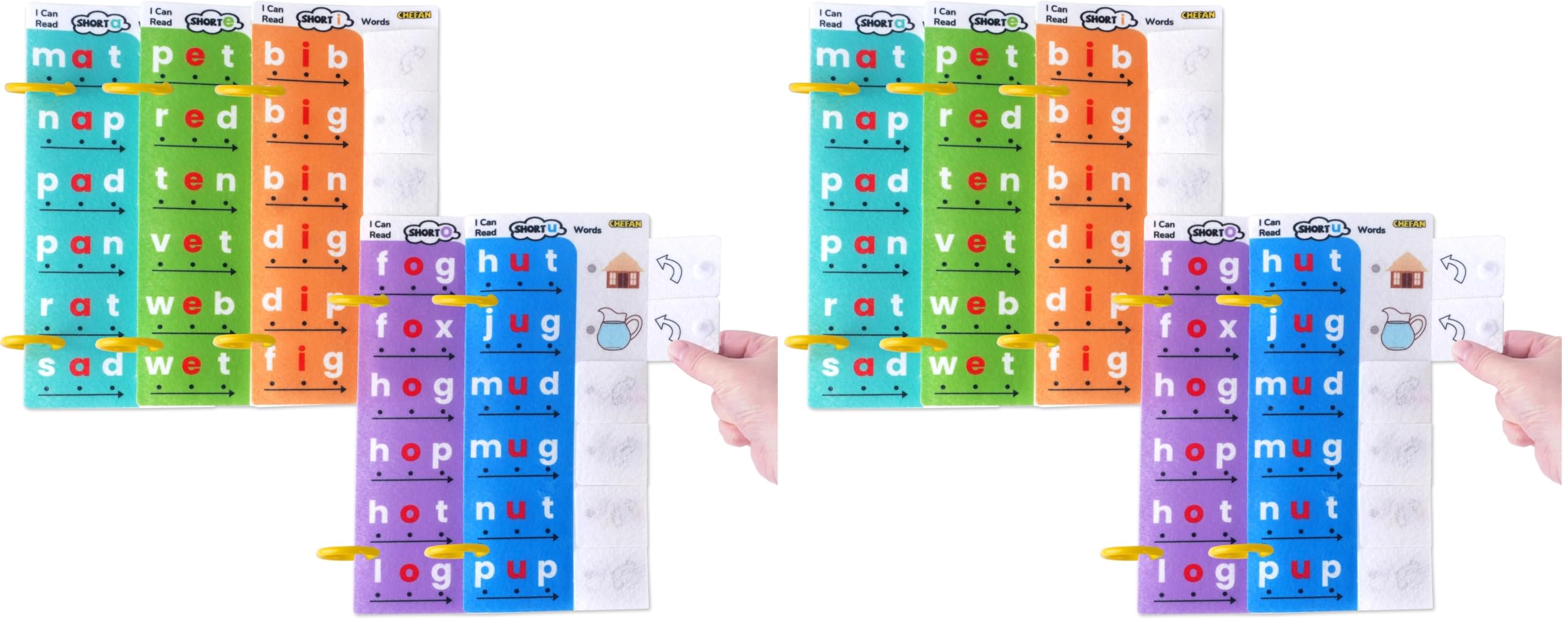 CHEFAN CVC Word Spelling Games, Phonics Flash Card Sight Word Games, Preschool Kindergarten Learning Activities, Montessori Educational Toy Gift for 3 4 5 6 Year Old Kids (Pack of 2)