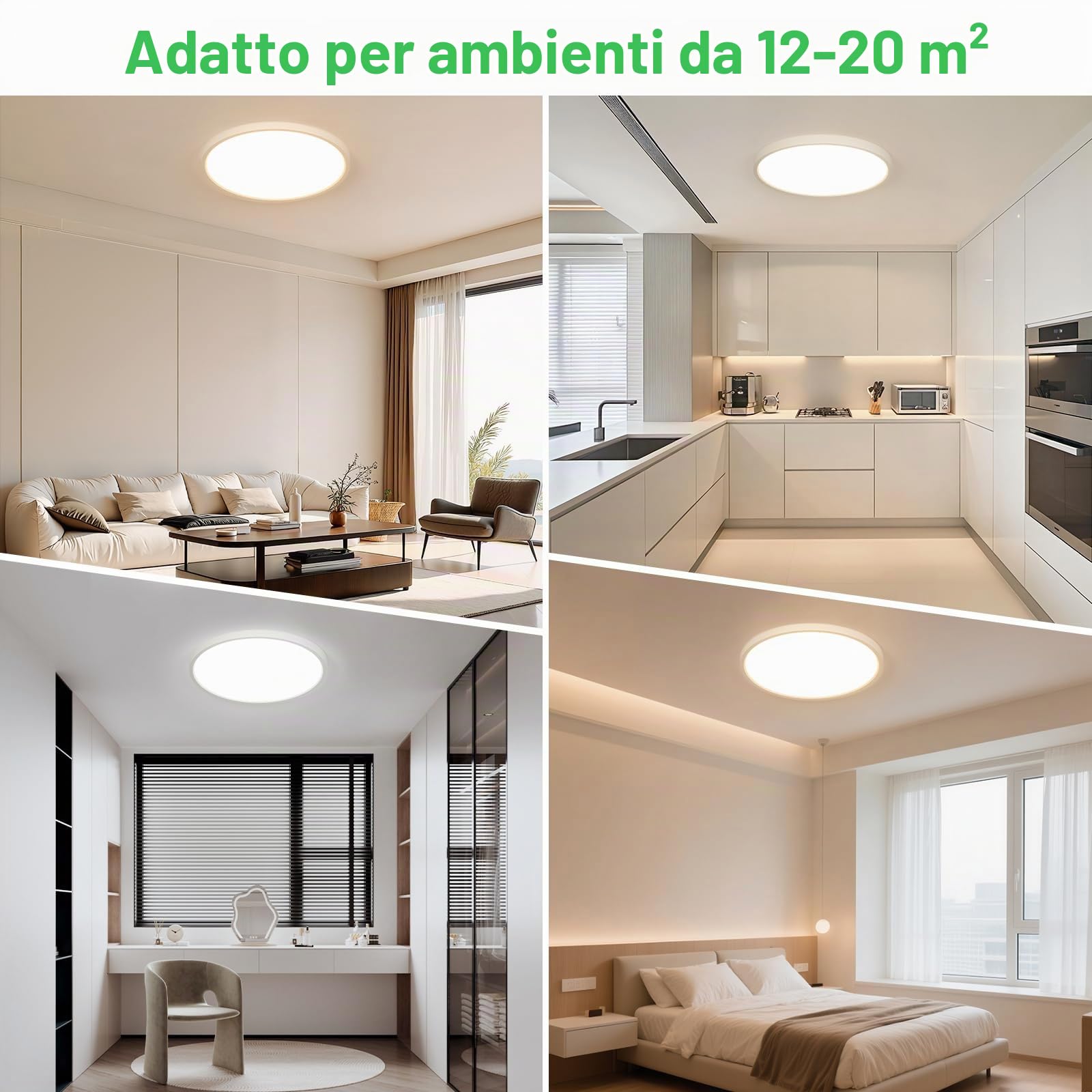 OTREN Plafoniera LED Soffitto Dimmerabile 48W 40CM Lampadario con Telecomando, Modalità Notturna e Memoria, 3000K–6500K, IP44 Impermeabile per Camera da Letto, Cucina e Bagno