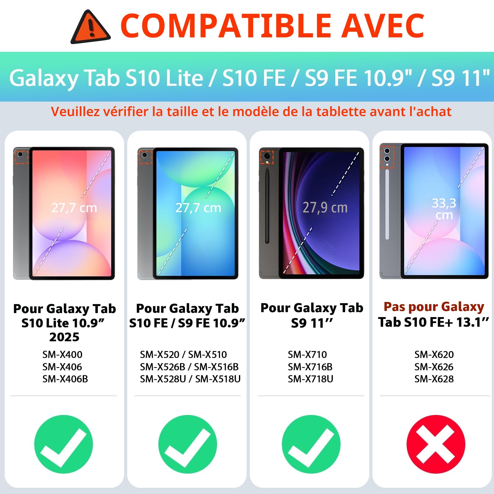 SEYMAC Coque pour Samsung Galaxy Tab S10 Lite / S10 FE / S9 FE 10.9 Pouces / S9 11 Pouces, Coque Antichoc avec Protecteur D'écran, Dragonne, Bandoulière, Support et Porte-Stylo, Noir