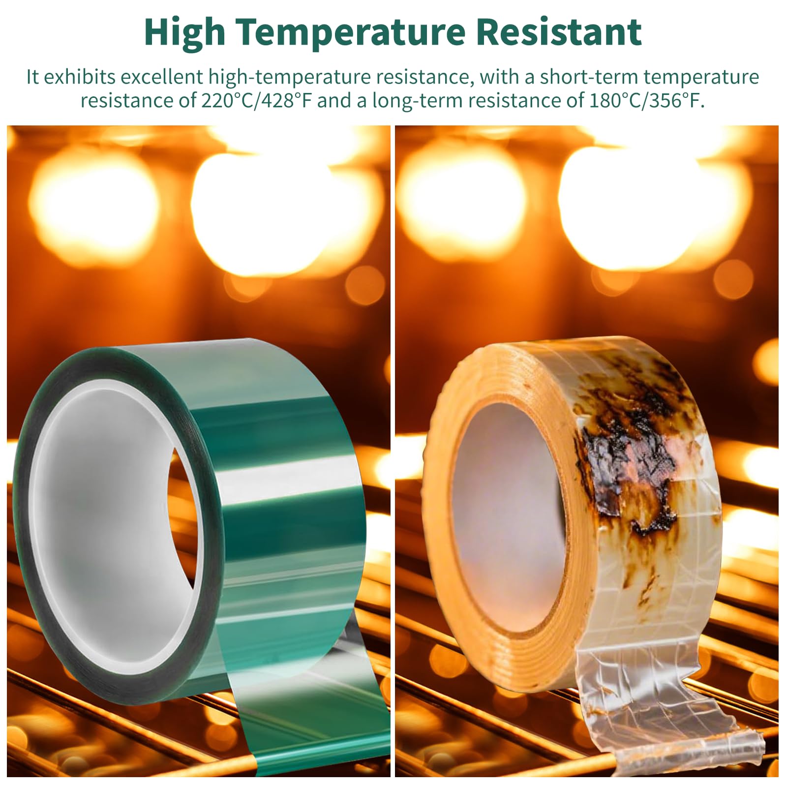 Cinta de Alta Temperatura - Cinta Térmica Resistente Alta Temperatura, Fácil Despegado Electrónica, Soldadura de Placas de Circuito(2 Rollos 50mm x 45m)