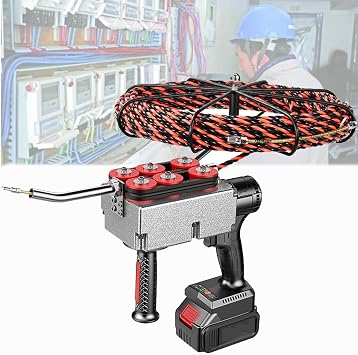 Cordless Electric stringing Wire Puller, Automatic Wire Stringing Machine, Pipe Threader, Highly Versat Auto Wire Threading Machine, Electricians Cable Hidden Pipe Threading Device2Battery,15mline/4