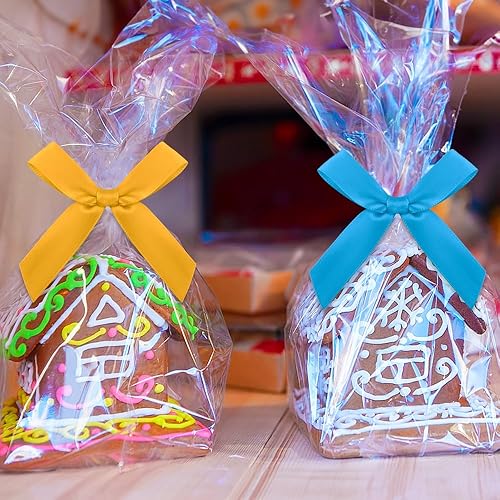 Miniatura 2 de Mini lazos negros para envoltura de regalos, 30 piezas de lazo negro para bolsas de golosinas, lazos pequeños de cinta de satén para Halloween,