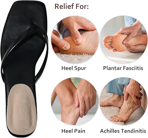 Miniatura 2 de (3 pares) Almohadillas de talón de piel de cerdo para fascitis plantar, dolor de talón, espolón óseo y tendinitis de Aquiles, plantillas de soporte
