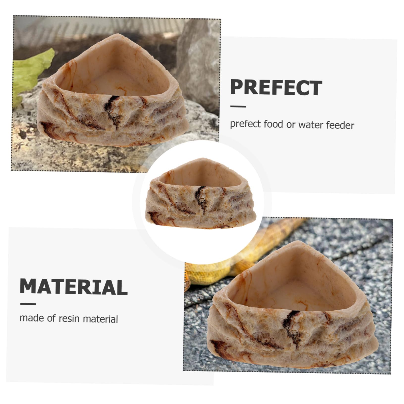 BESPORTBLE 4piezas Tazón De Comida y Agua para Reptiles Plato De Alimentación Antideslizante para Tortugas Comedero De Diseño De Roca para y para y Comer