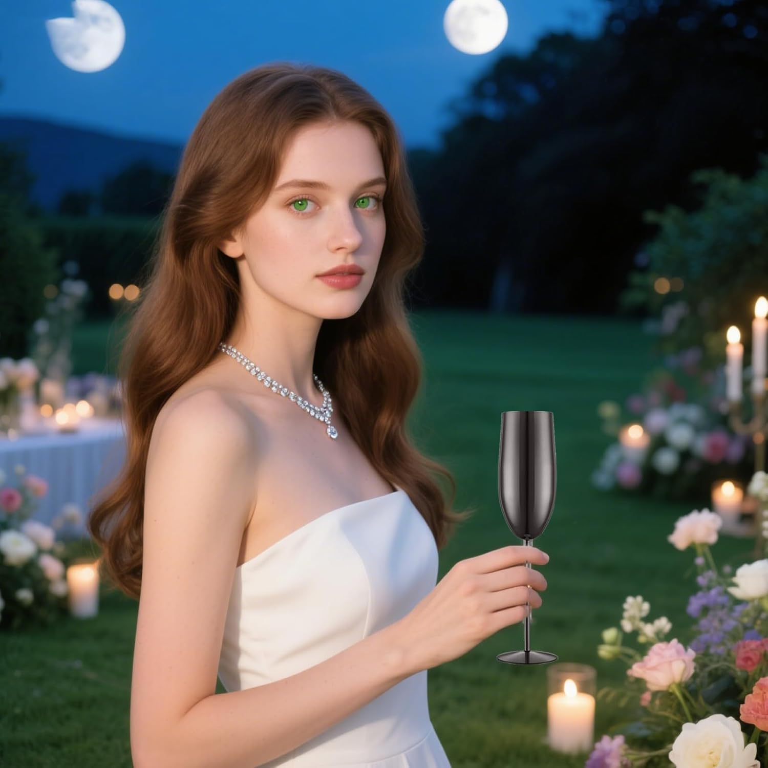 Stainless Steel Champagne Flutes Set of 4-Wedding &Birthday Gifts,8.5 Oz Unbreakable Champagne Glass with Long Stem,Reusable Indoor Outdoor Drinkware (Black) - Image 4