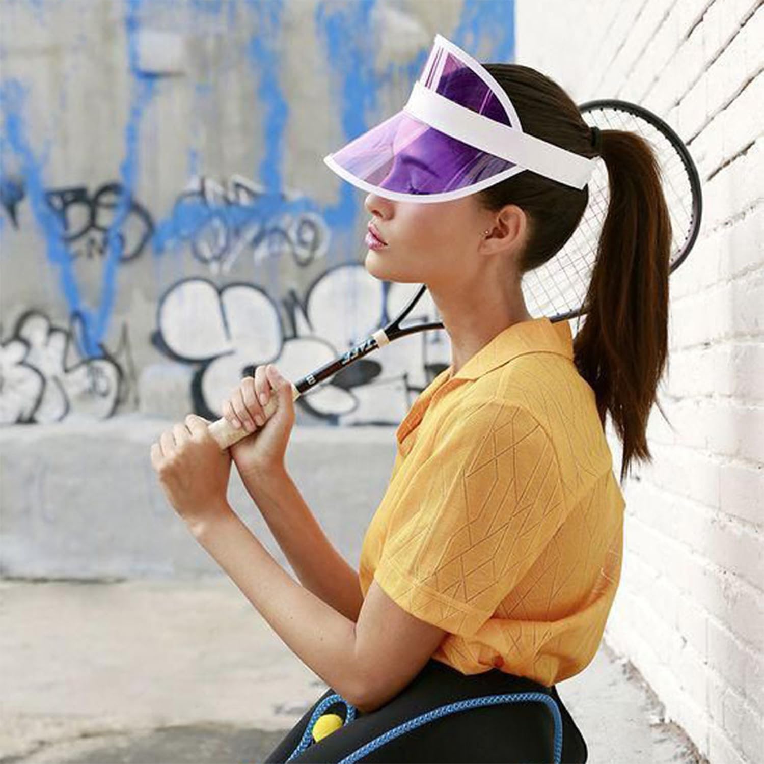 5 Pezzi Berretto Visiera Trasparente Neon, Parasole Retro per Tennis e Golf, Sun Cap Pub Anni '80, Adatta per Ciclismo, Corsa e Alpinismo