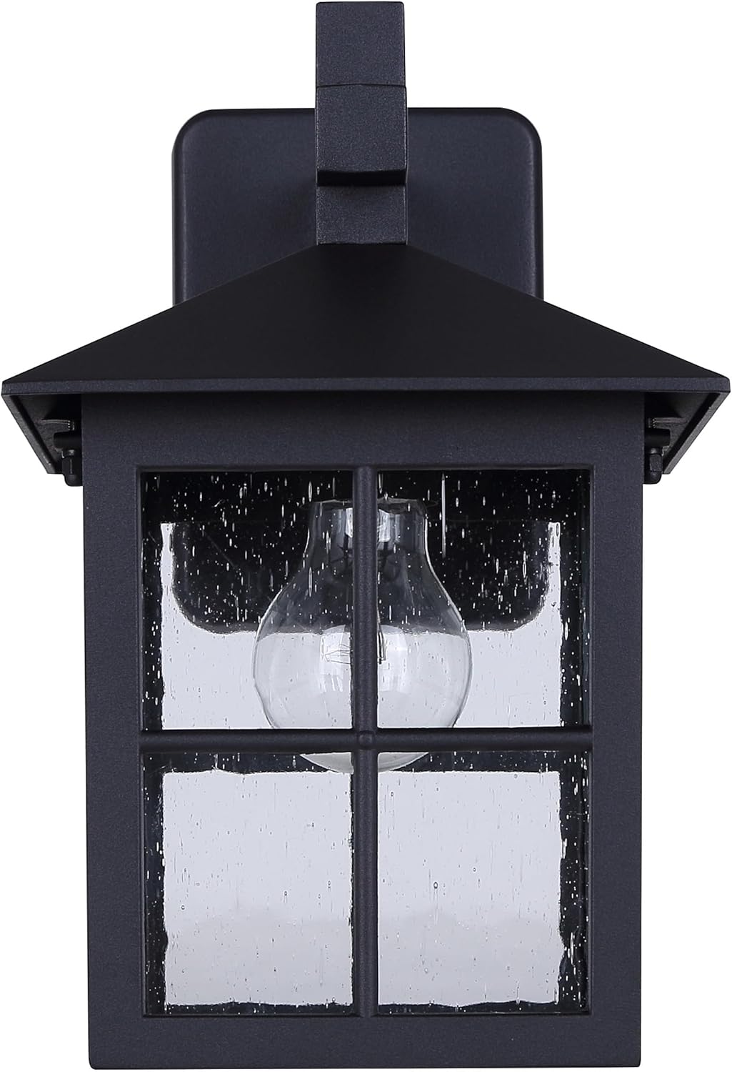 Canarm Dom 1-Light Outdoor Lantern, 11-Inch Black Wall Mount with Clear Seeded Glass Durable Weather-Resistant Lighting for Porch, Garage and Entryway