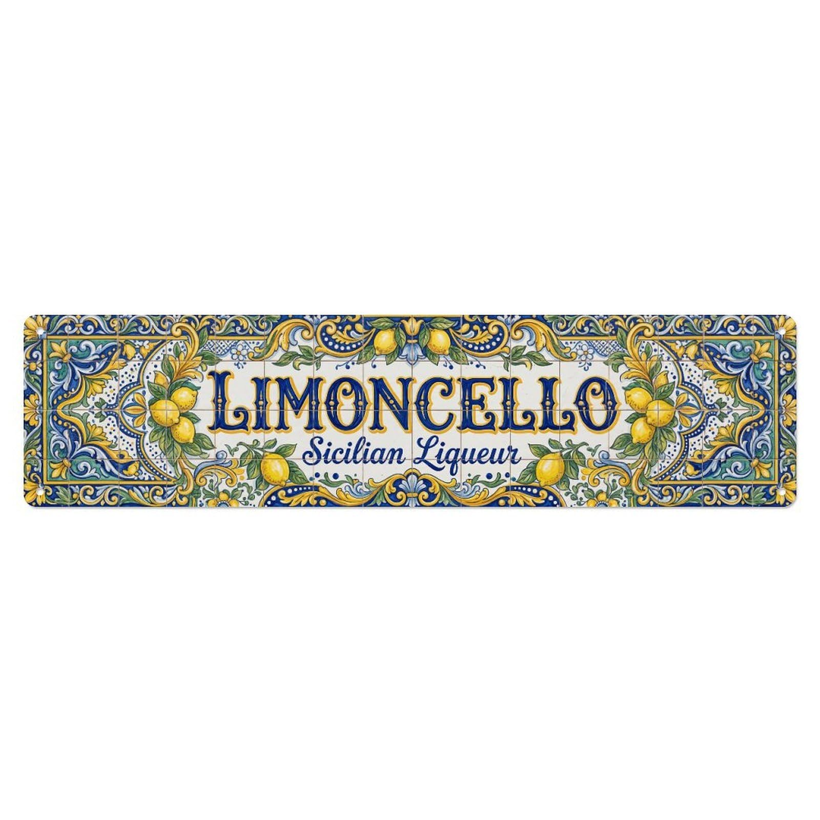 Limoncello Sicilian Lemon Liqueur Metal Tin Skinny Sign Plaque Wall Decor for Cafe, Club Bar, Office, Home Garden Metal Poster 4x16Inch