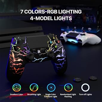 ISHAKO Wireless Controller for PS4/Pro/Slim/PC, 2 Pack(Bat White&Bat Black)