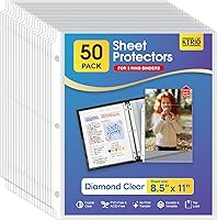 KTRIO Sheet Protectors 8.5x11 Inch Top Loading Clear Sleeves for 3-Ring Binders, Durable PVC-Free Polypropylene, 50 Pack Letter Size