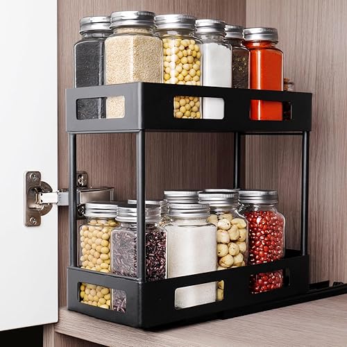 Miniatura 7 de Organizador de especias para gabinete, estantes de especias extraíbles para armarios interiores, estante de especias de cocina, organizador