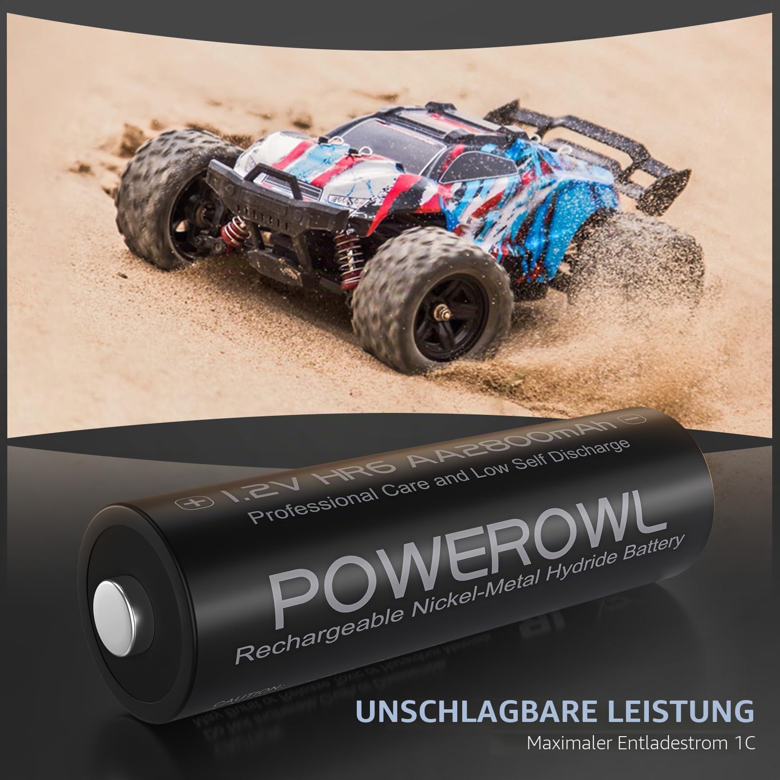 POWEROWL Akku AA 2800mAh AA Akku Wiederaufladbare 16 Stück (Geringe Selbstentladung, 1200 Zyklen) 1.2v NI-MH Wiederaufladbar AA Batterien (16AA)