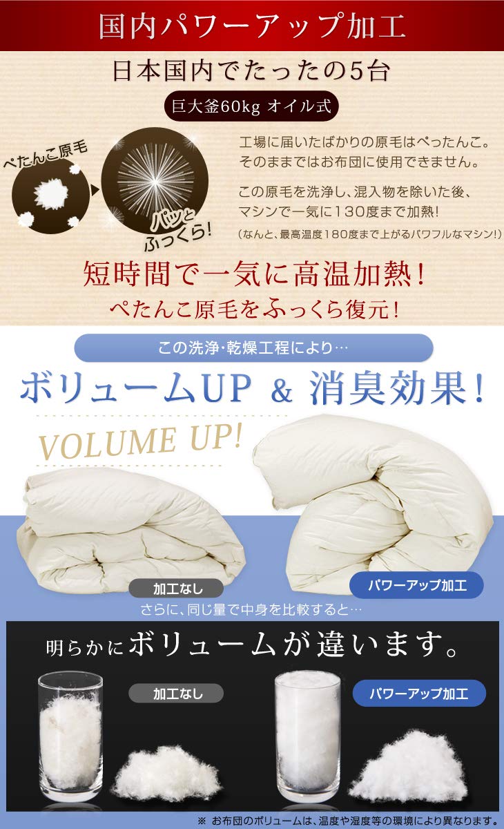Amazon｜タンスのゲン 羽毛布団 シングルロング 【増量1.2kg