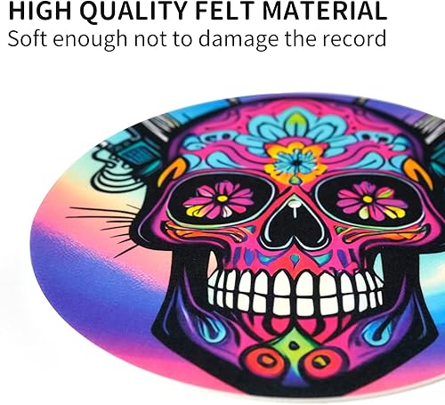 Miniatura 4 de sdroceRyaM Tapete para plato giratorio, tapete de disco de 12 pulgadas, patrón de calavera de fieltro, tapete antideslizante antiestático para