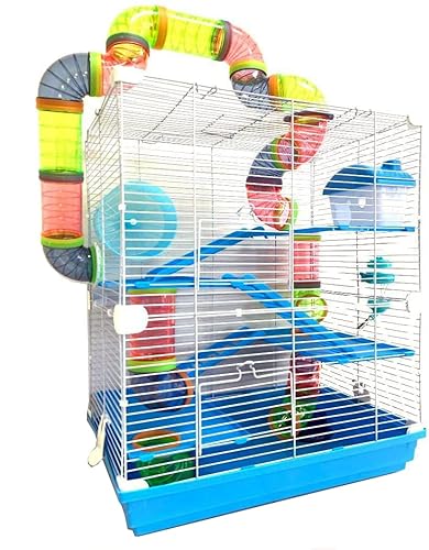 Large 5-Floors Blue Hamster Mansion Habitat Home House Cage Paw
