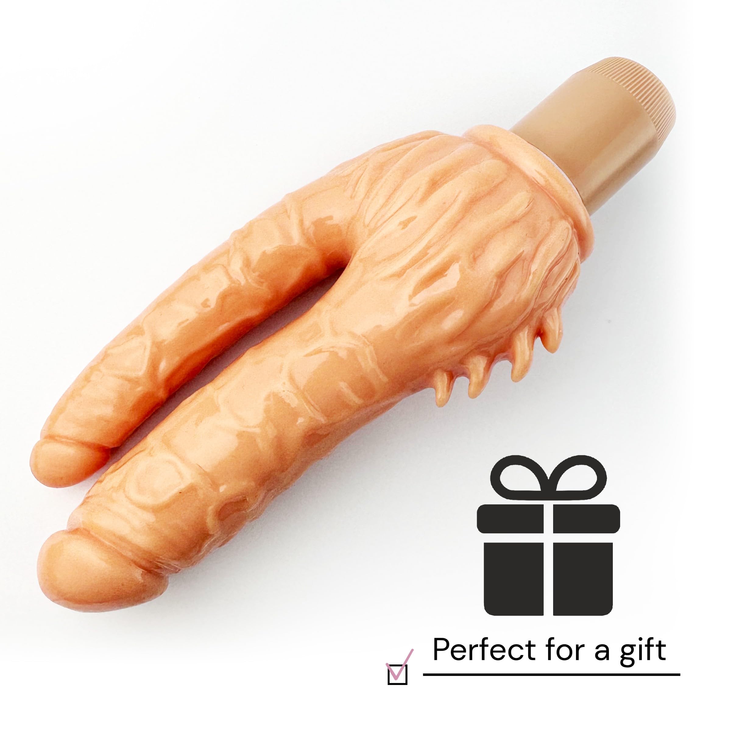 Dildo Realistico Stimolazione Vaginale e Anale Vibratore Doppio TPR Anale 17cm ⌀2.5cm Morbido Impermeabile dildi Vaginale 17.5cm ⌀3,7cm Doppio Dildo con Vibrazioni Regolabili FOPS D40