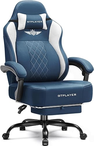 Miniatura 11 de GTPLAYER Silla grande y alta para videojuegos, silla de computadora de tela transpirable con fuerte soporte lumbar, cómodas sillas de oficina